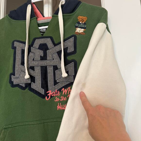 Hustle Gang hoodie embroidered green white bear Small - Picture 4 of 8